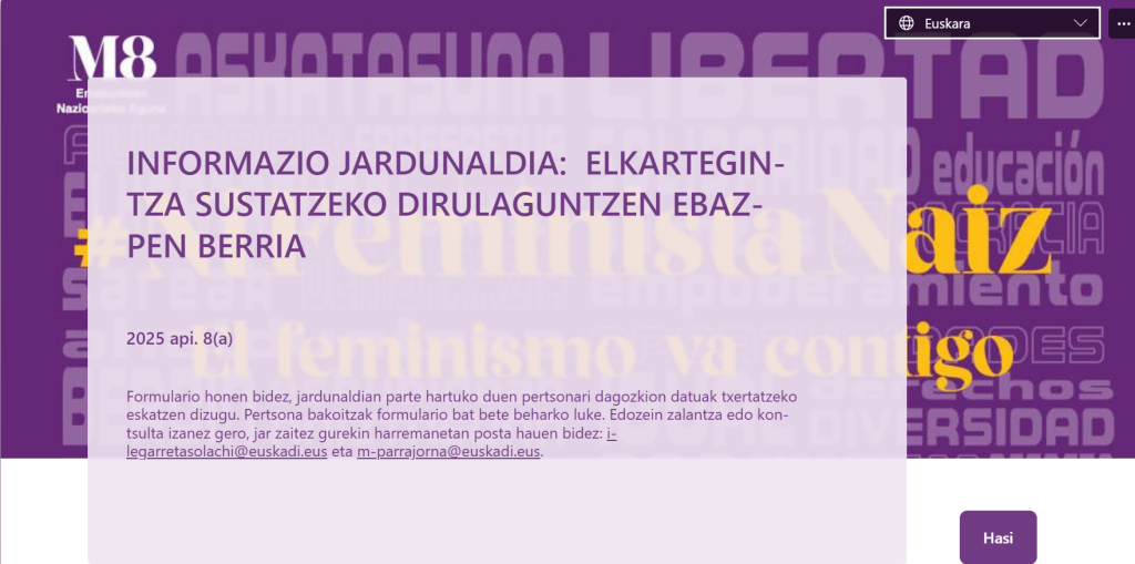 Emakundek elkartegintza eta berdintasuna bultzatzen duten proiektu estrategikoak indartzeko laguntzak deitu ditu