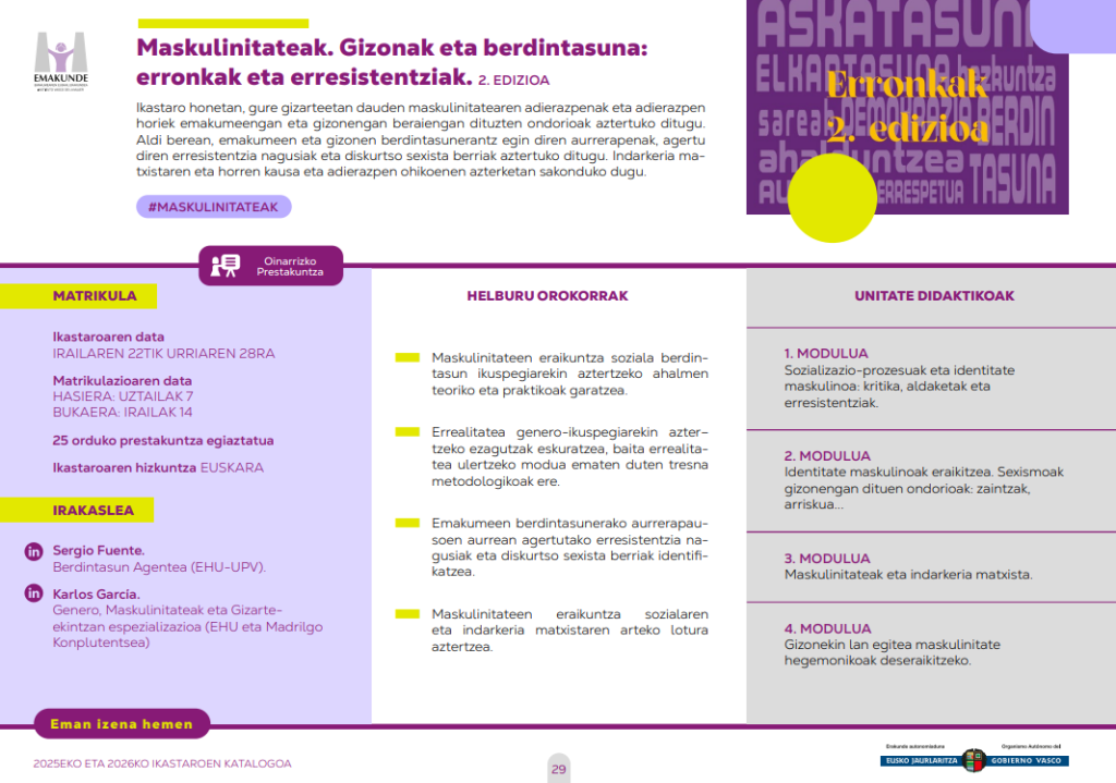 Curso-Masculinidades. Los hombres y la igualdad: retos y resistencias. 2º. EDICIÓN